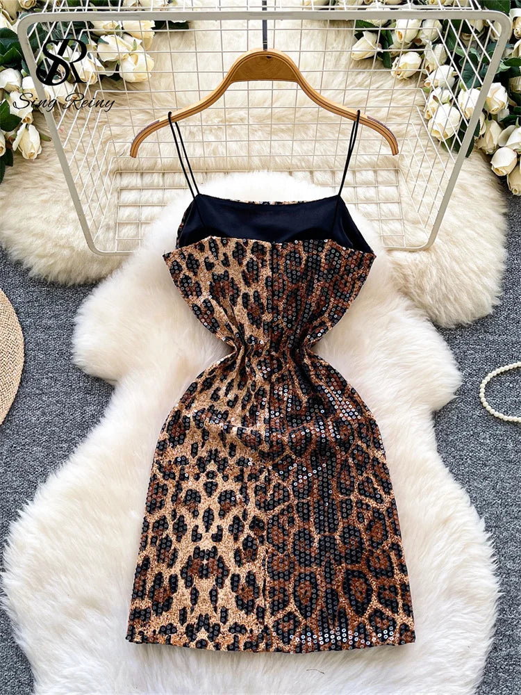 Abito Mini Leopardato con Paillettes