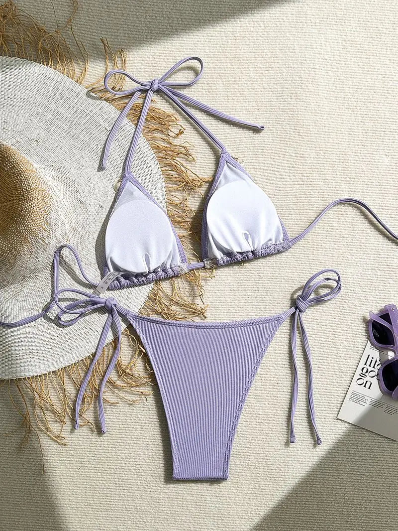 Bikini a Triangolo "Ocean Pearl" con Conchiglie e Perline
