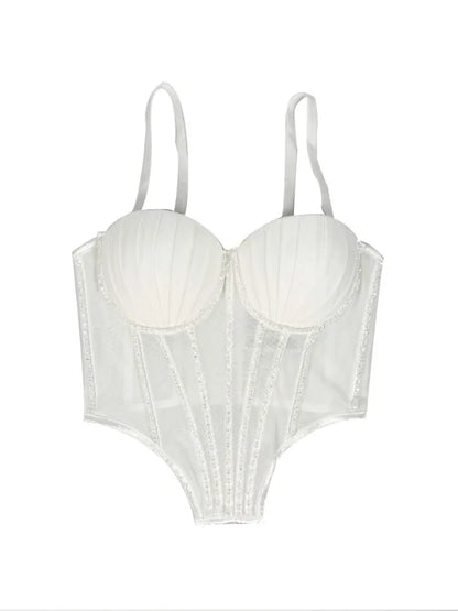 Body Corsetto Nero con Strass e Brillantini