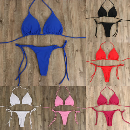 Bikini a Triangolo in Tessuto a Costine
