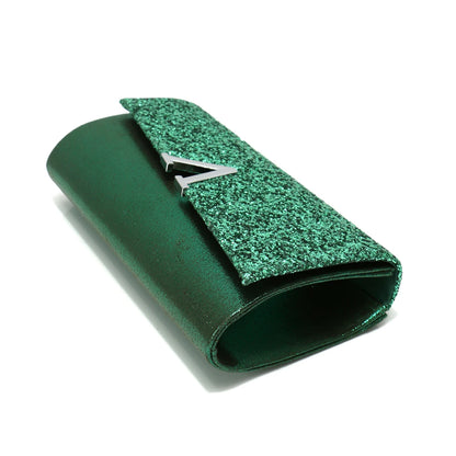 Borsa Clutch Rigida Glitter con Chiusura Geometrica