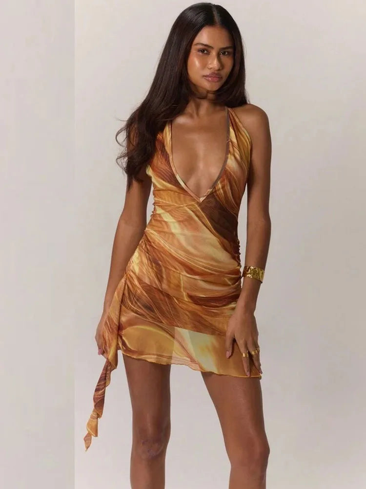 Vestito Sexy Scollo a V senza Maniche