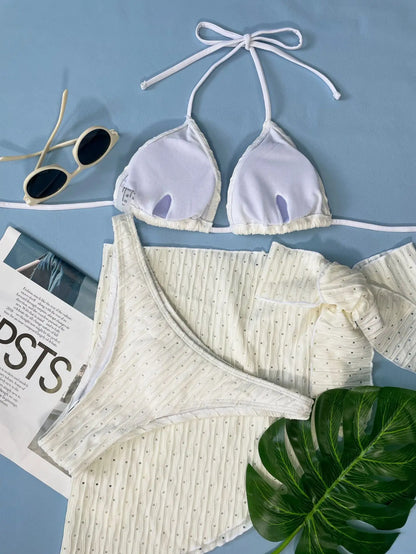 Set Mare 3 Pezzi | Bikini Brasiliano con Copricostume Coordinato