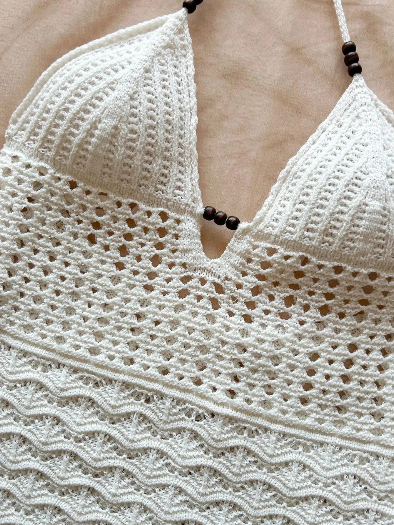 Abito Mini all'Uncinetto con Scollo a V e Schiena Scoperta