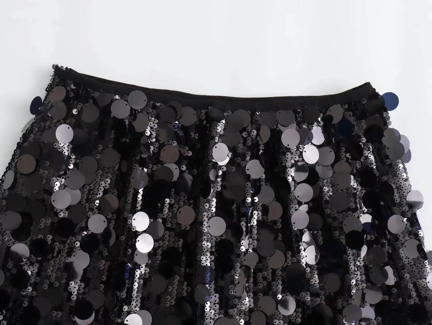 Minigonna di Paillettes a Vita Alta Donna