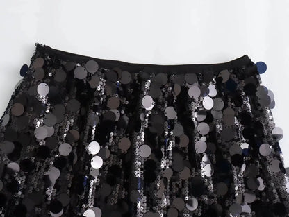 Minigonna di Paillettes a Vita Alta Donna