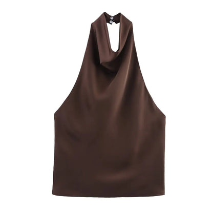 Haut élégant à col roulé sans manches pour femme