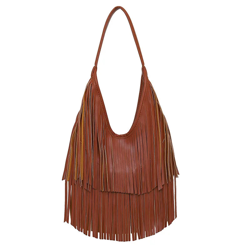 Borsa a Tracolla con Frange in Stile Boho-Chic