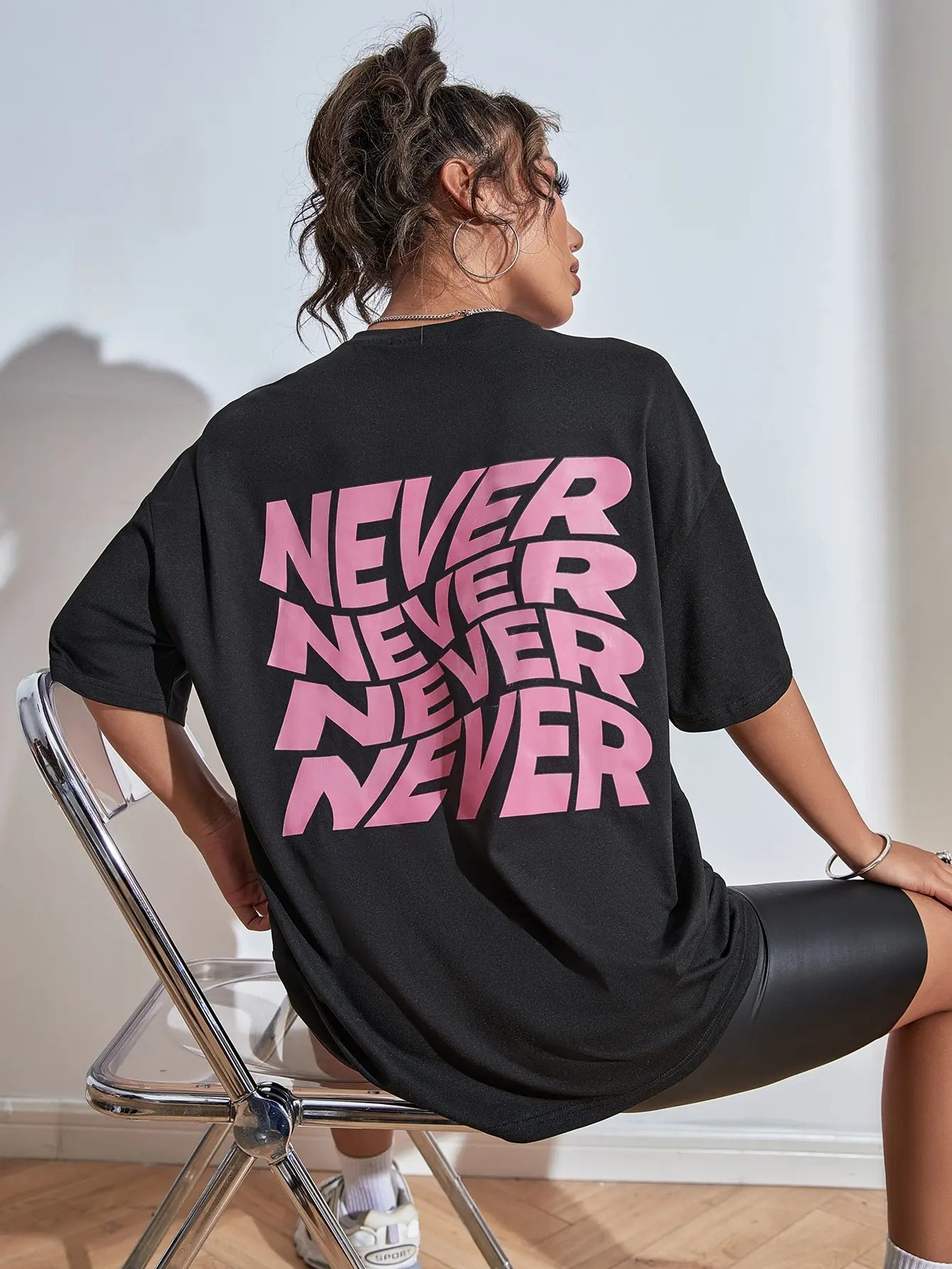 T-shirt Oversize Donna "NEVER"