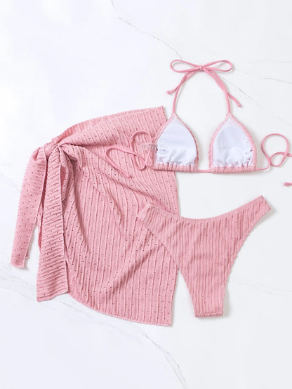 Set Mare 3 Pezzi | Bikini Brasiliano con Copricostume Coordinato
