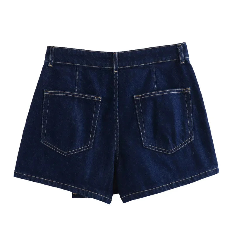 Set Coordinato Denim Donna: Camicia Crop e Minigonna Blu