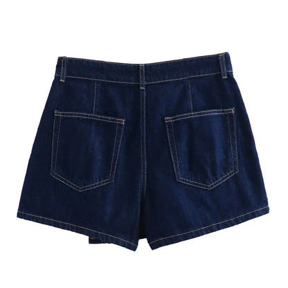 Set Coordinato Denim Donna: Camicia Crop e Minigonna Blu