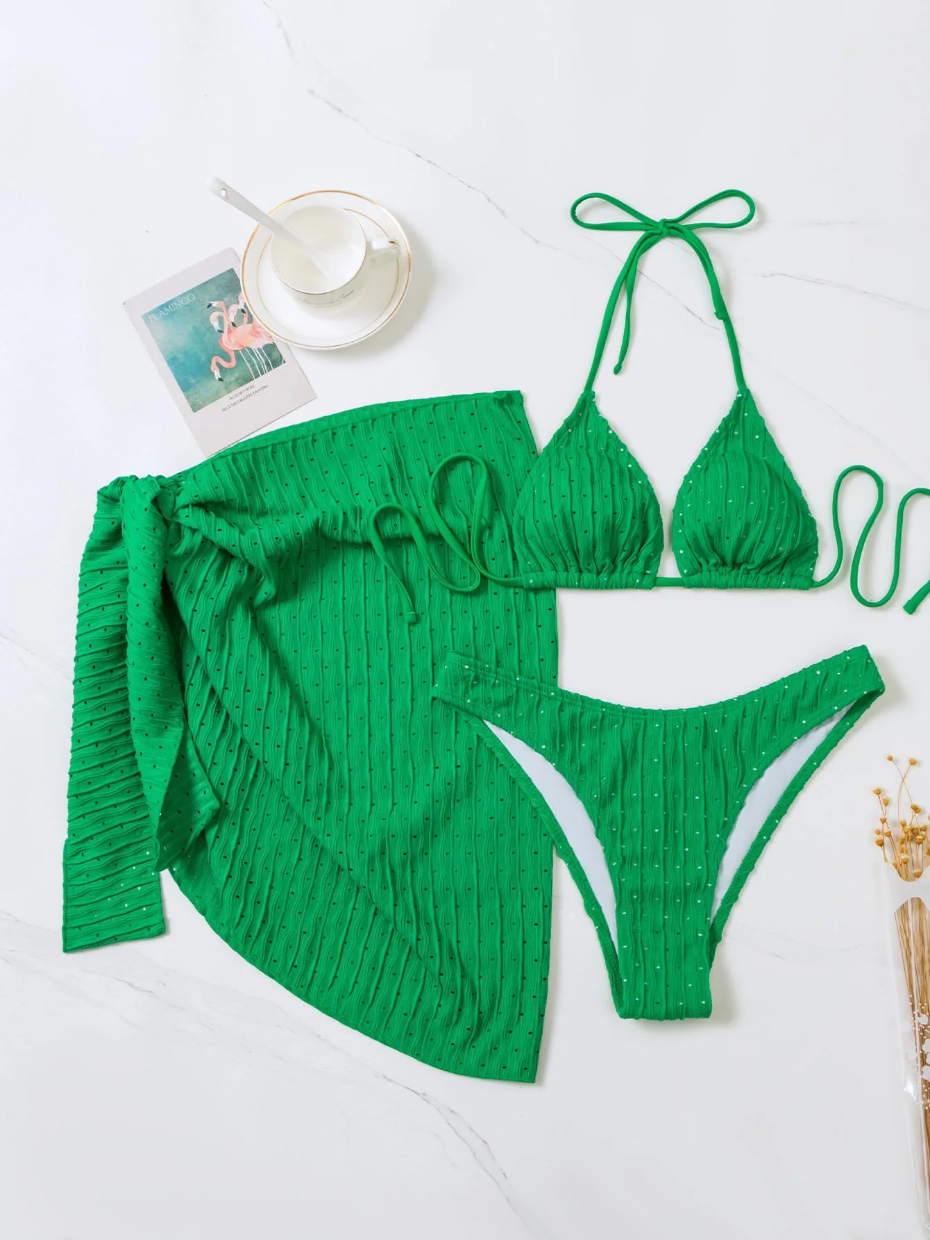 Set Mare 3 Pezzi | Bikini Brasiliano con Copricostume Coordinato