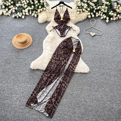 Set 2 Pezzi Mare | Costume Leopardato + Gonna con Spacco
