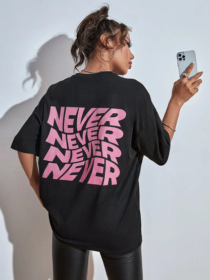 T-shirt Oversize Donna "NEVER"