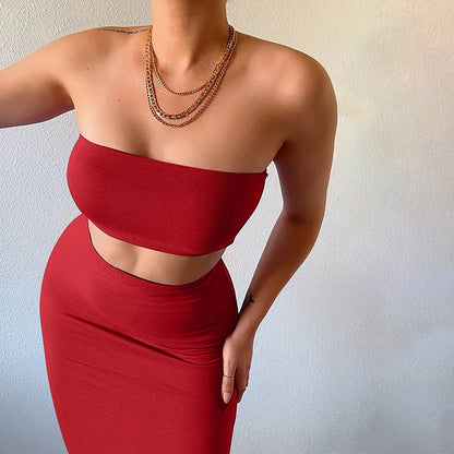 Completo 2 Pezzi donna: top a fascia e gonna midi aderente
Ideale per party e uscite serali