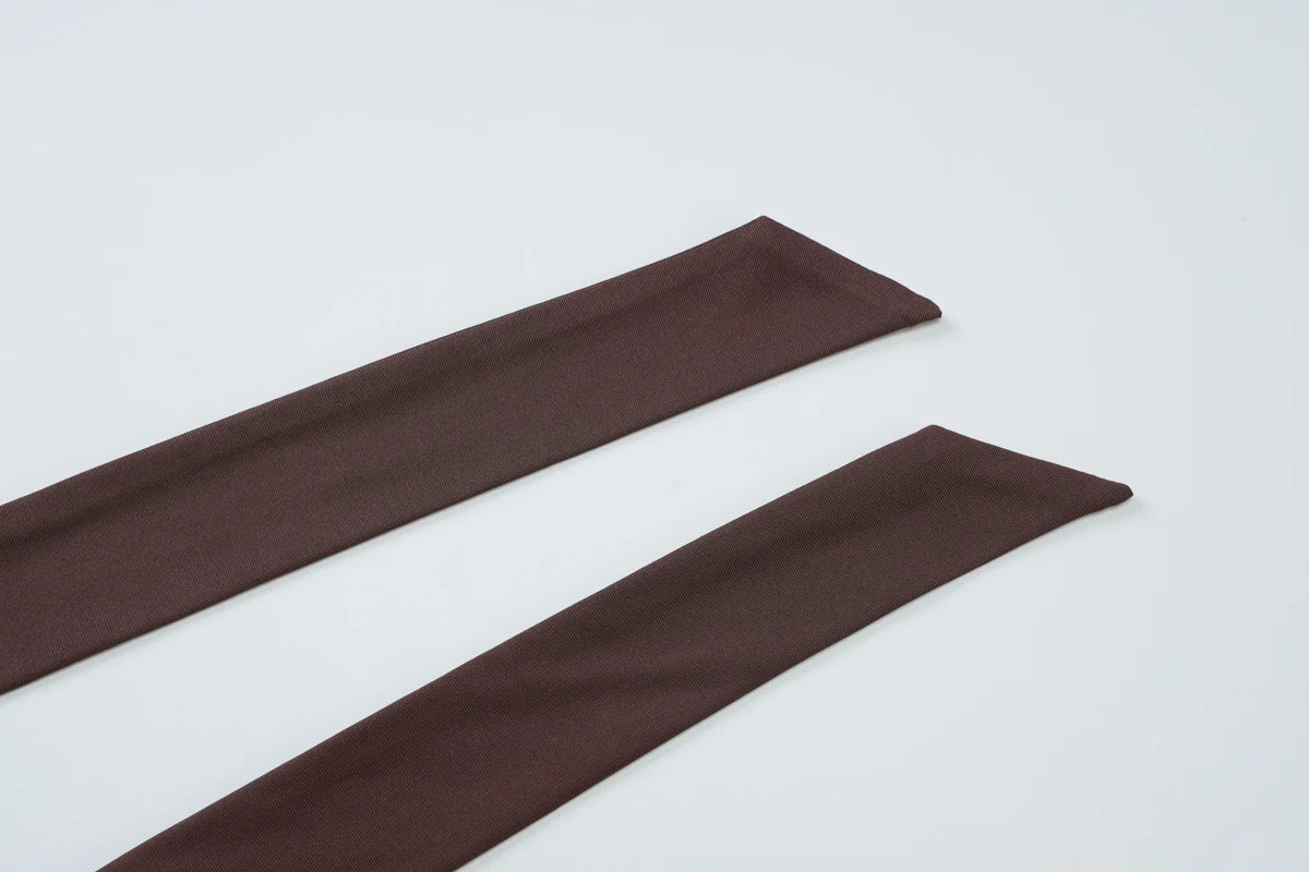 Vestito Mini Marrone Cioccolato con Scollo all'Americana
