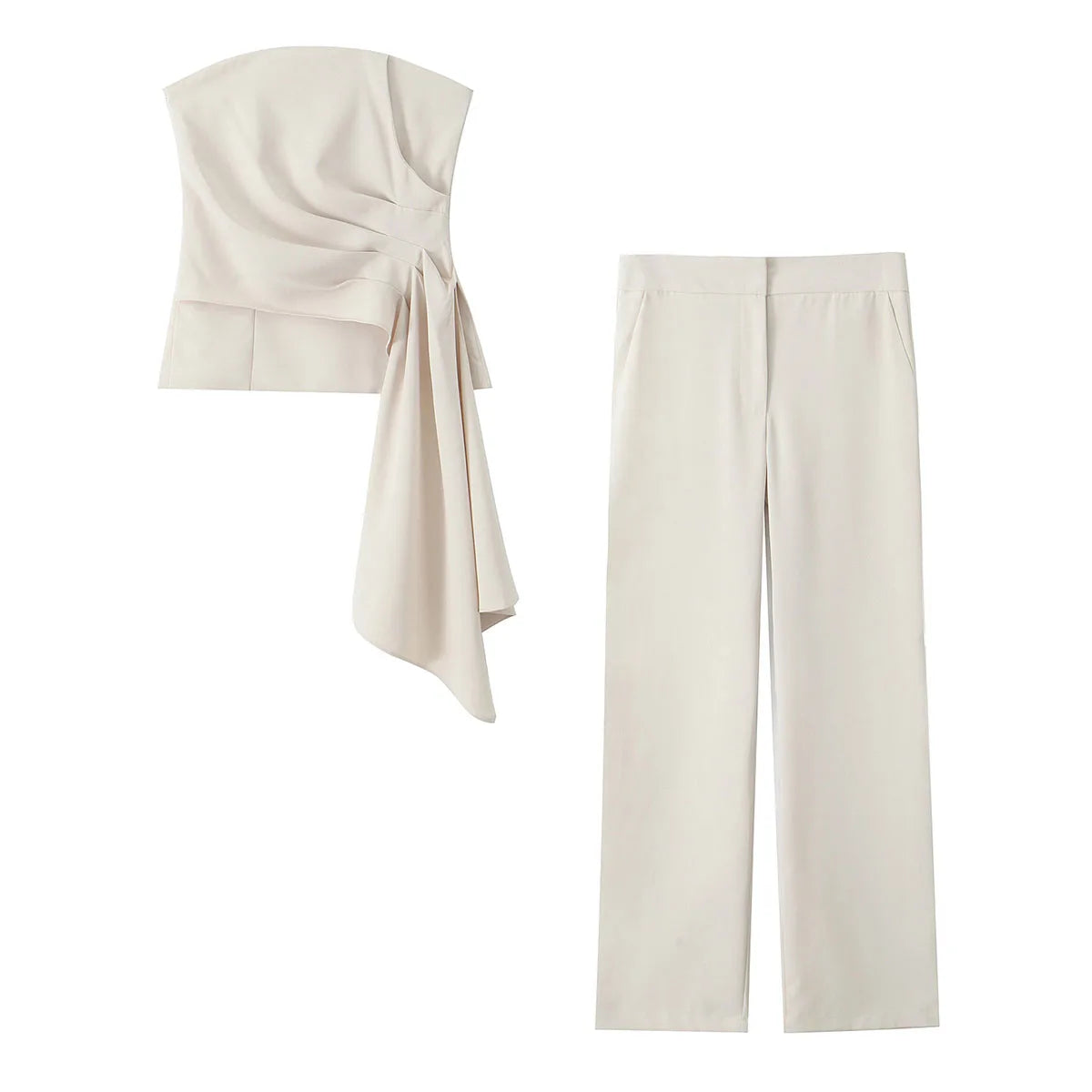 Top a Fascia Drappeggiato e Pantalone Sartoriale
