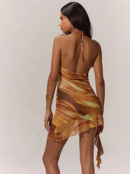 Vestito Sexy Scollo a V senza Maniche