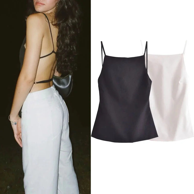Haut femme dos nu minimal chic