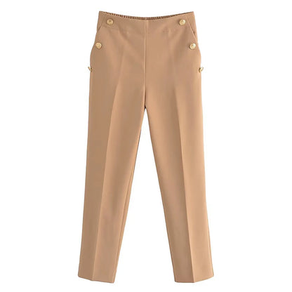 Pantaloni Dritti a Vita Alta
