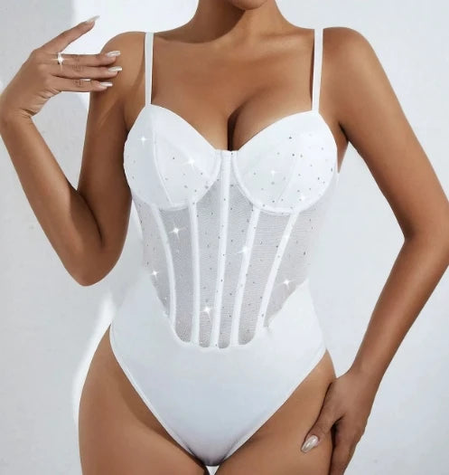 Body Monokini "Crystal Corset" Effetto Modellante con Strass