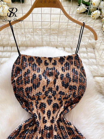 Abito Mini Leopardato con Paillettes
