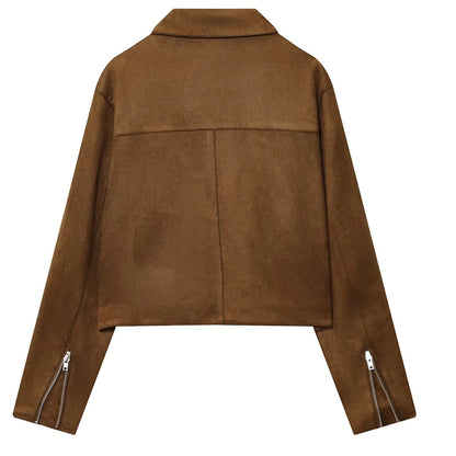 Giacca in Camoscio Donna Marrone Cognac