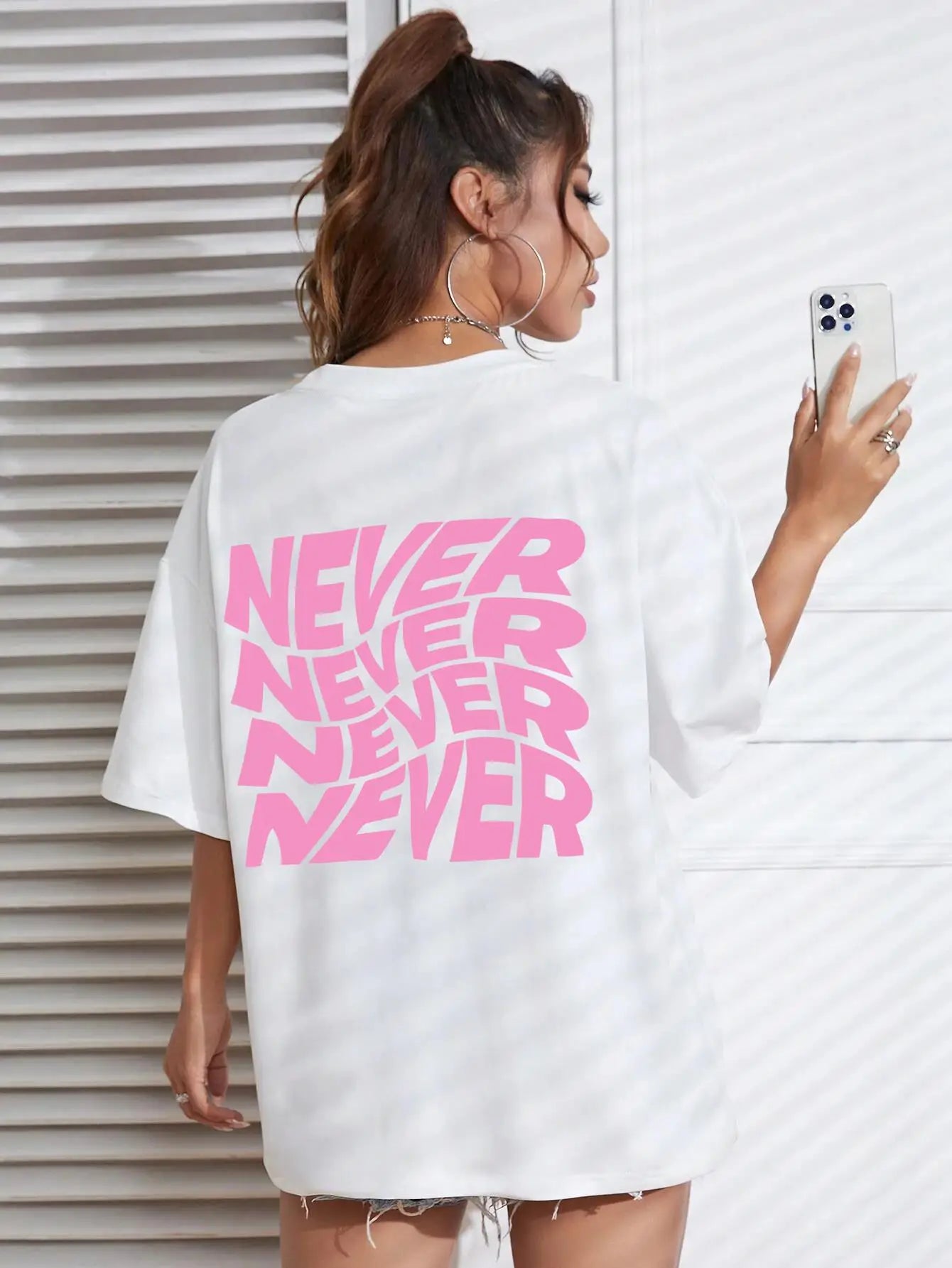 T-shirt Oversize Donna "NEVER"