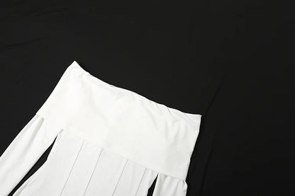Mini Abito Bianco a Corsetto con Scollo Off-The-Shoulder