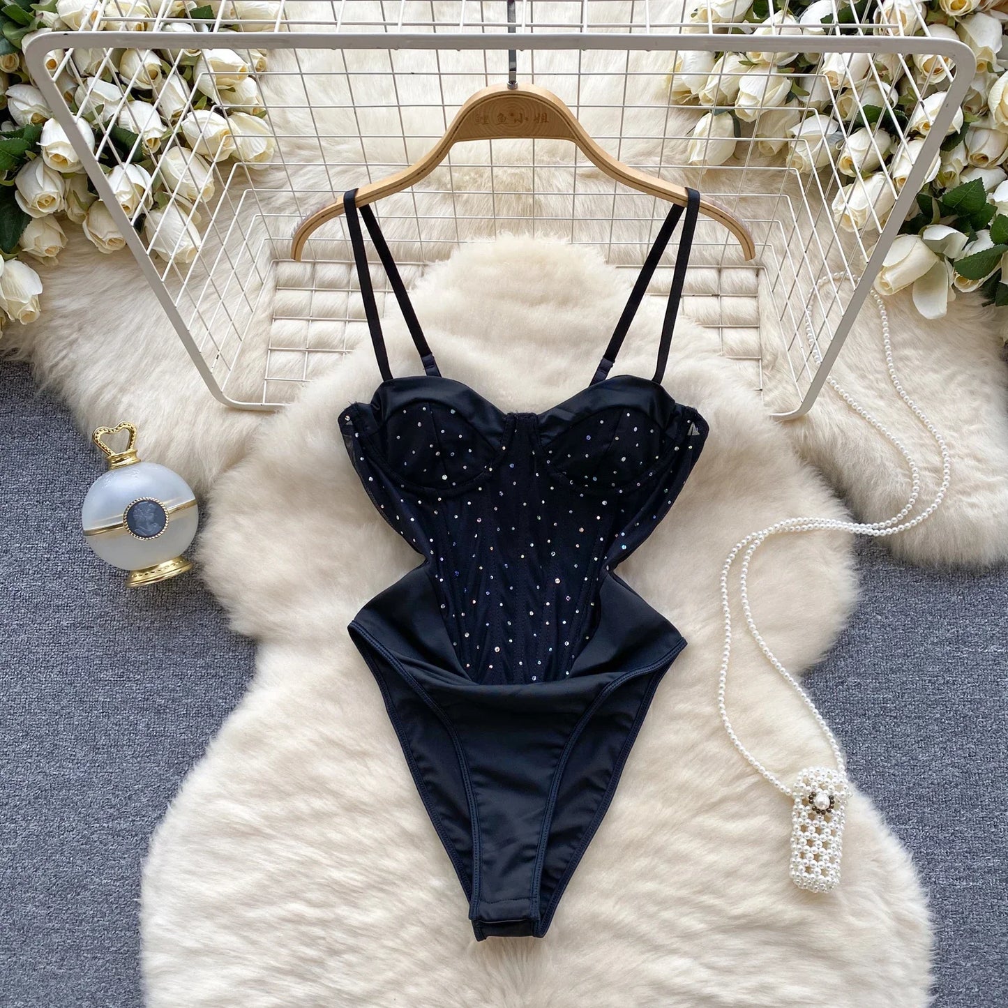 Body Monokini "Crystal Corset" Effetto Modellante con Strass