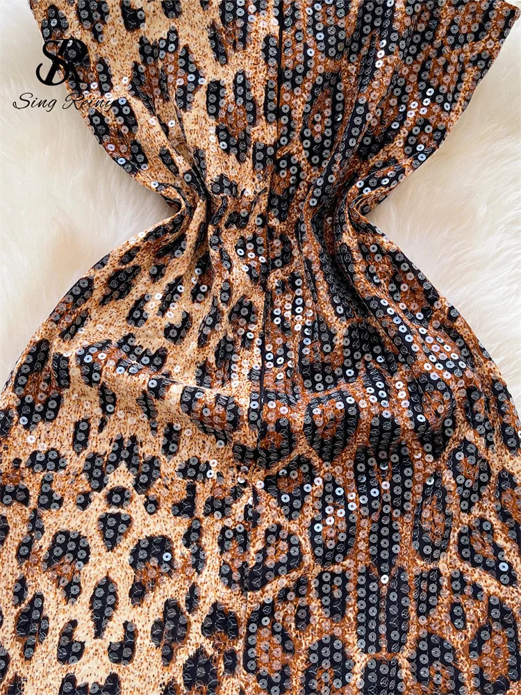Abito Mini Leopardato con Paillettes