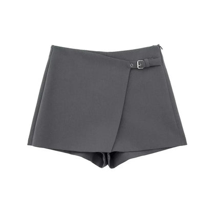 Gonna Pantalone a Vita Alta con Fibbia Laterale
