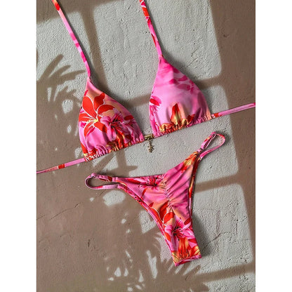 Bikini a Triangolo con Stampa Etnica Colorata