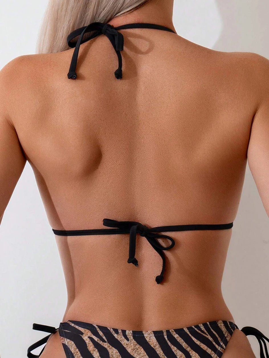 Costume da Bagno a Righe a Triangolo | Bikini Brasiliano Sexy