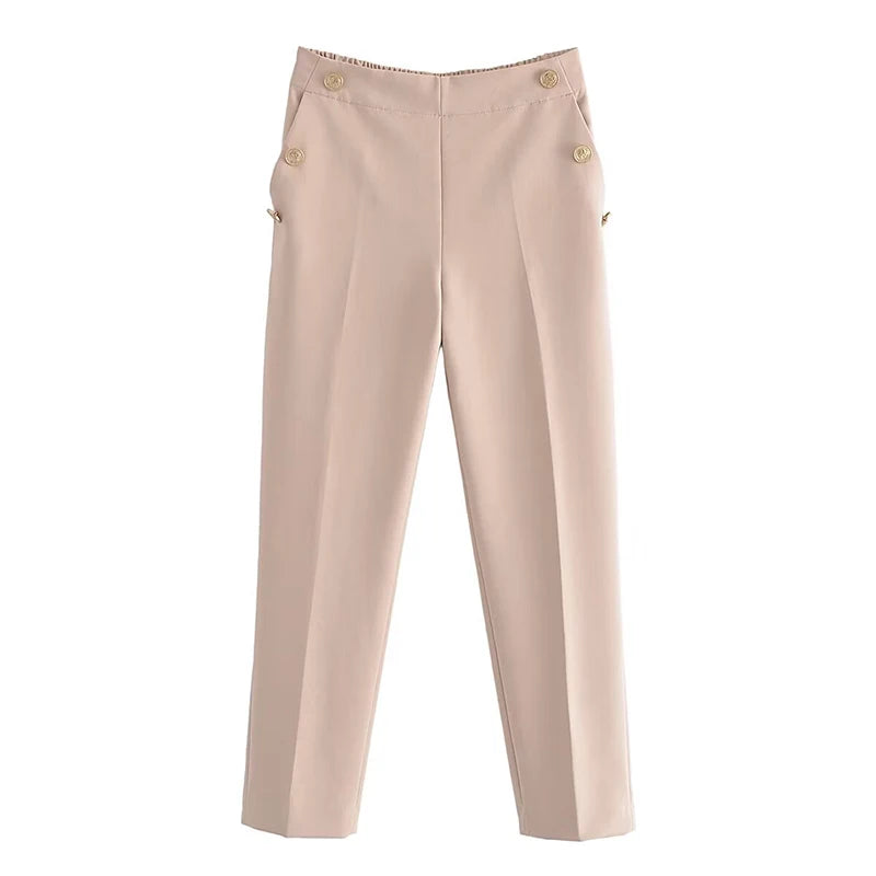 Pantaloni Dritti a Vita Alta