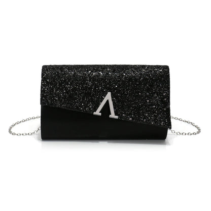 Borsa Clutch Rigida Glitter con Chiusura Geometrica