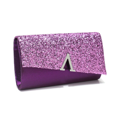 Borsa Clutch Rigida Glitter con Chiusura Geometrica