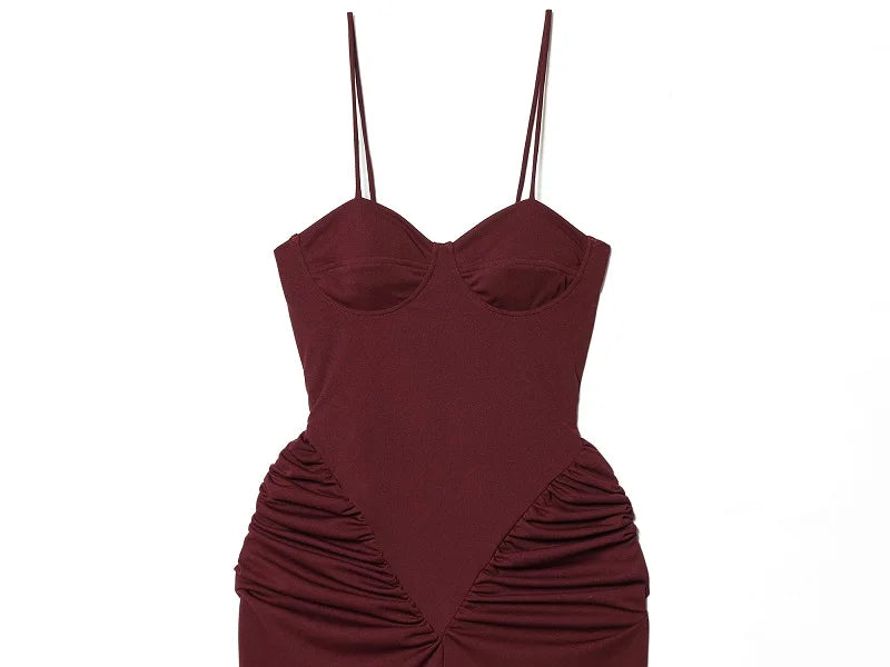 Vestito Lungo alla Caviglia con Schiena Scoperta e Scollo a Cuore