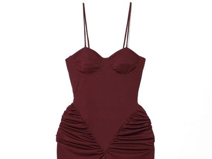 Vestito Lungo alla Caviglia con Schiena Scoperta e Scollo a Cuore
