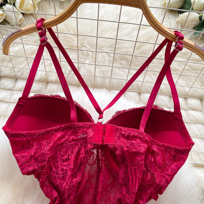 Body Corsetto in Pizzo Floreale con Stringhe Laterali
