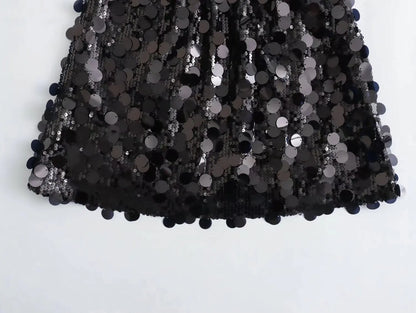 Minigonna di Paillettes a Vita Alta Donna