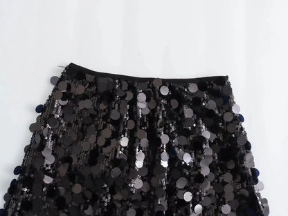 Minigonna di Paillettes a Vita Alta Donna