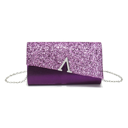 Borsa Clutch Rigida Glitter con Chiusura Geometrica