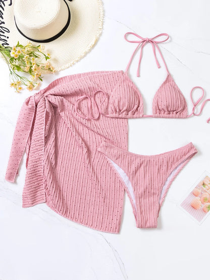 Set Mare 3 Pezzi | Bikini Brasiliano con Copricostume Coordinato