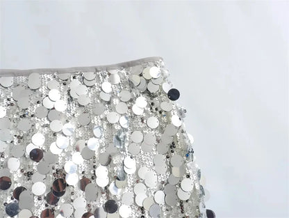 Minigonna di Paillettes a Vita Alta Donna