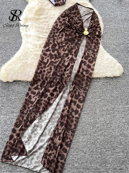 Set 2 Pezzi Mare | Costume Leopardato + Gonna con Spacco