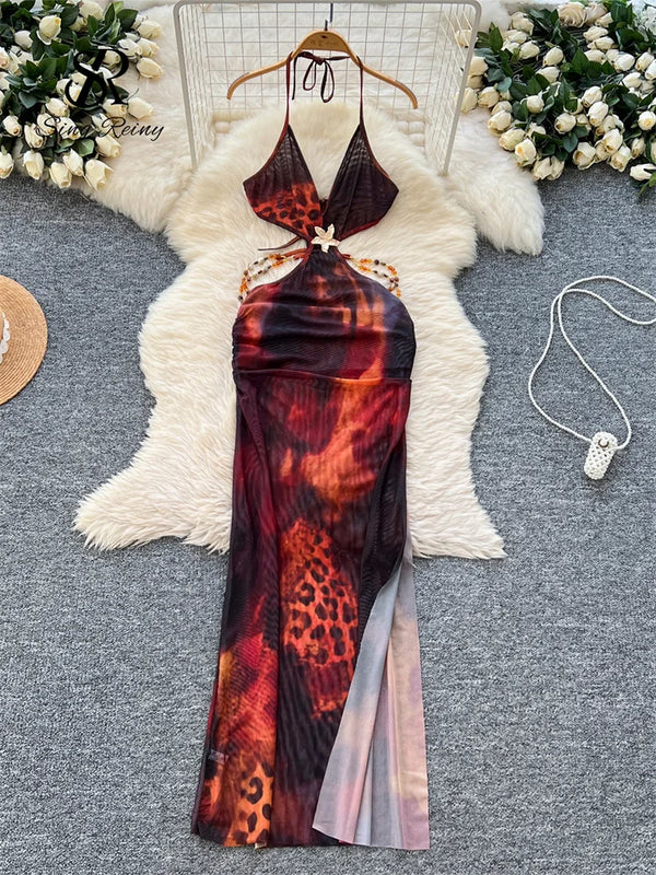 Abito Lungo Boho da Spiaggia | Vestito Estivo con Spacco