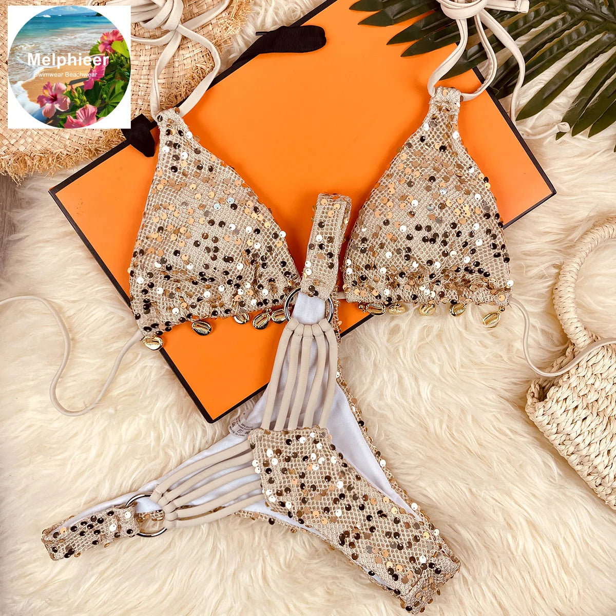 Bikini Luxury Glitter con Dettaglio Gioiello