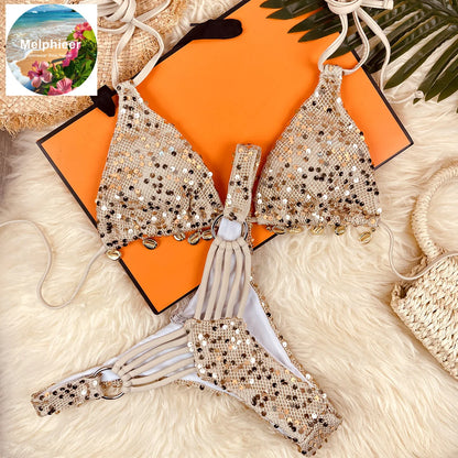 Bikini Luxury Glitter con Dettaglio Gioiello